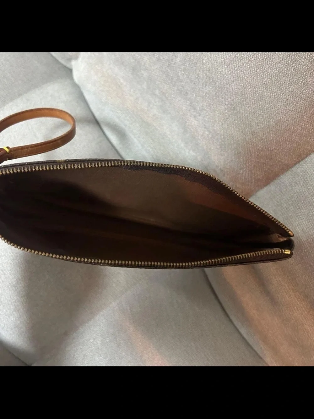 Louis Vuitton Monogram Canvas Wristlet in Brown and Tan